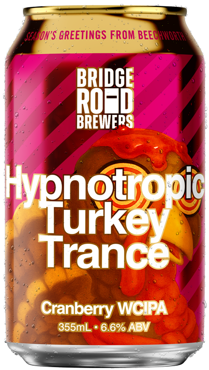 Can of Hypnotropic Turkey Trance Cranberry WCIPA from Bridge Road Brewers on a white background